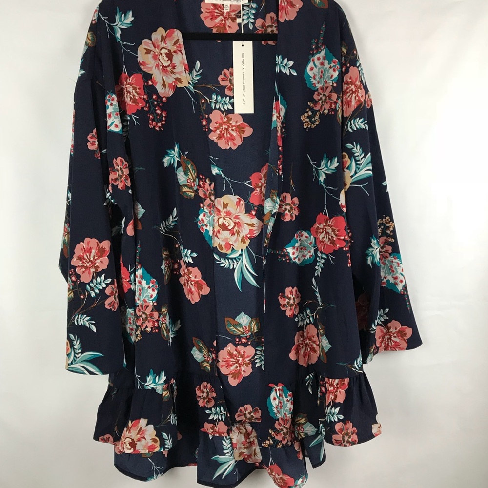 Symphony Blue Floral Cardigan 1XL 2XL 3XL Nwt